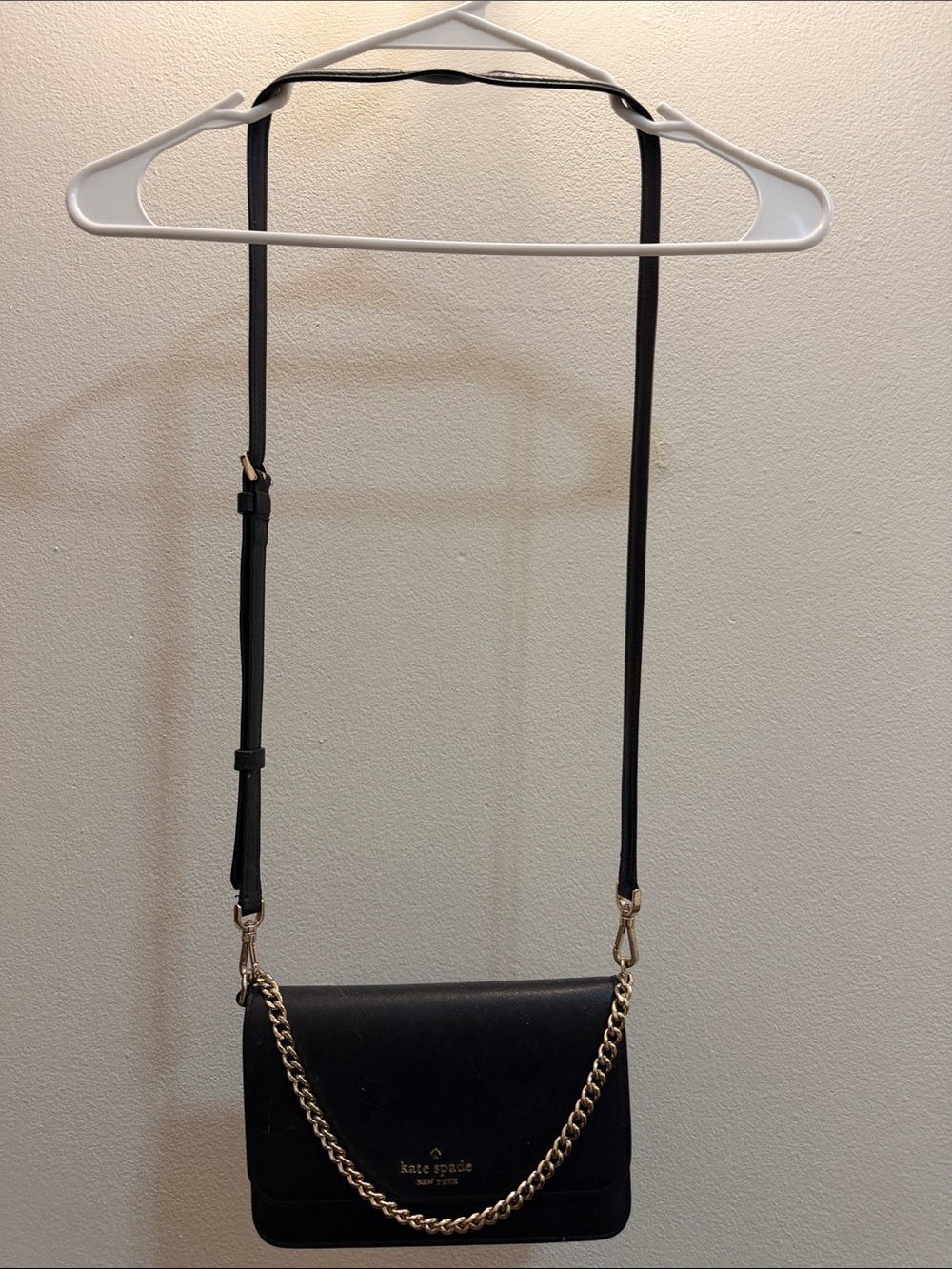 kate spade Black Crossbody with Gold Chain Accent